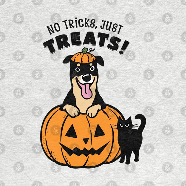 Rottweiler Halloween No Tricks Just Treats by Coffee Squirrel